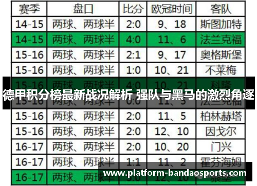 德甲积分榜最新战况解析 强队与黑马的激烈角逐